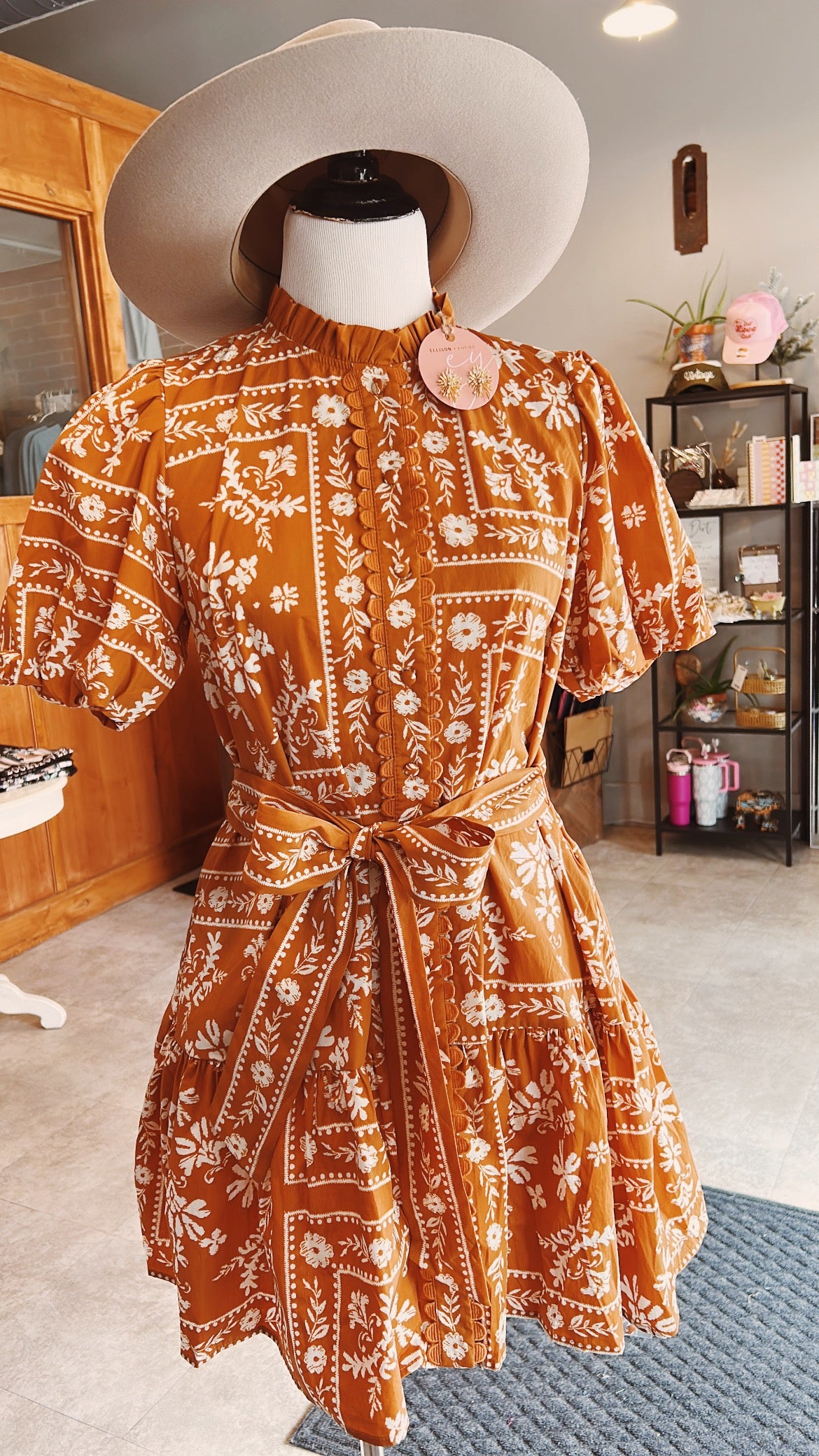 Caramel Bandana Dress with Belt
