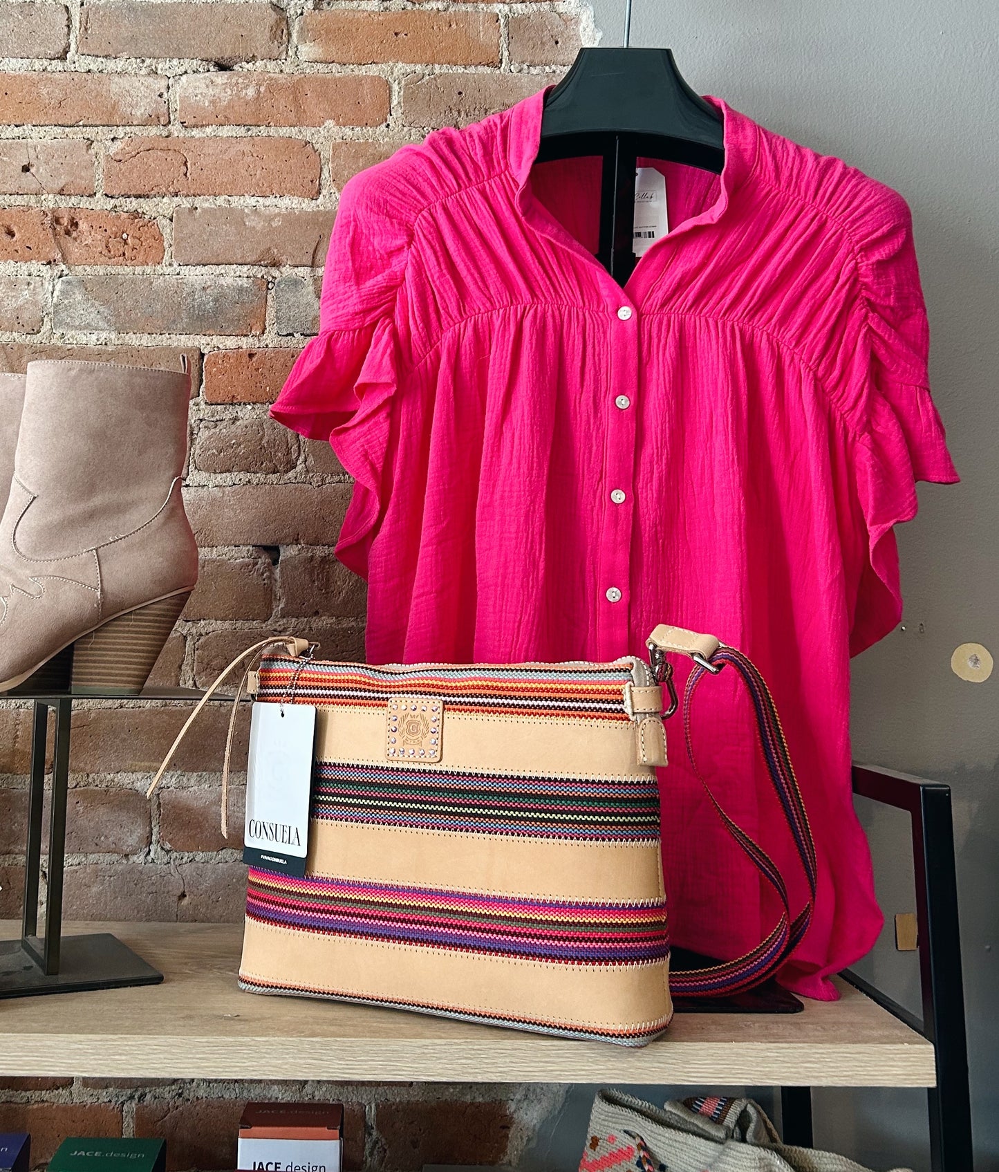 Hot Pink Gauze Button Down