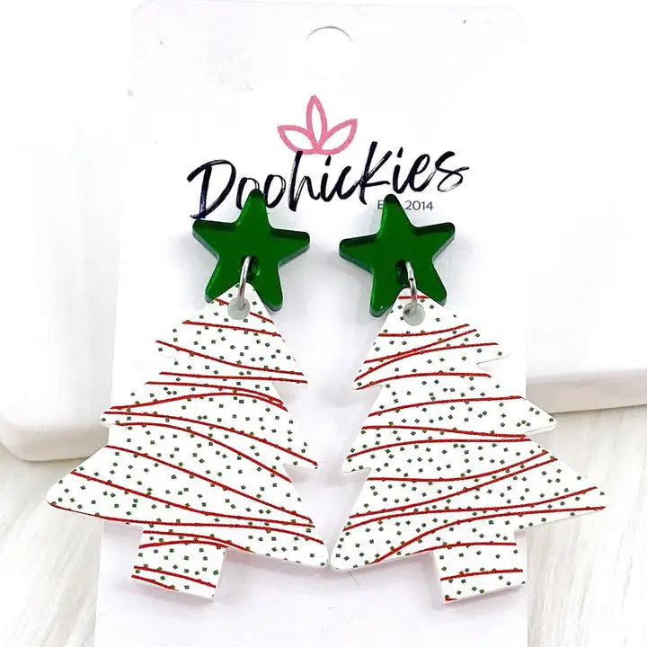 White Christmas Cake Stud Earrings
