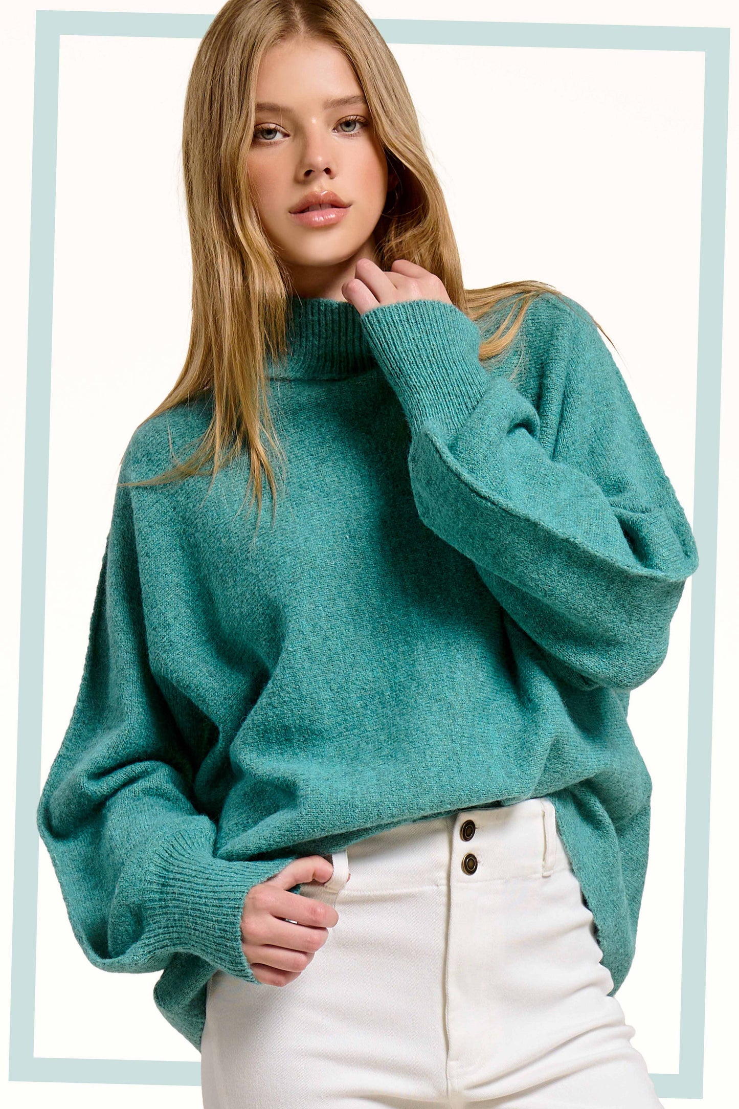 Teal Mock Neck Sweater