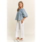 Babydoll Puff Sleeve Denim Top