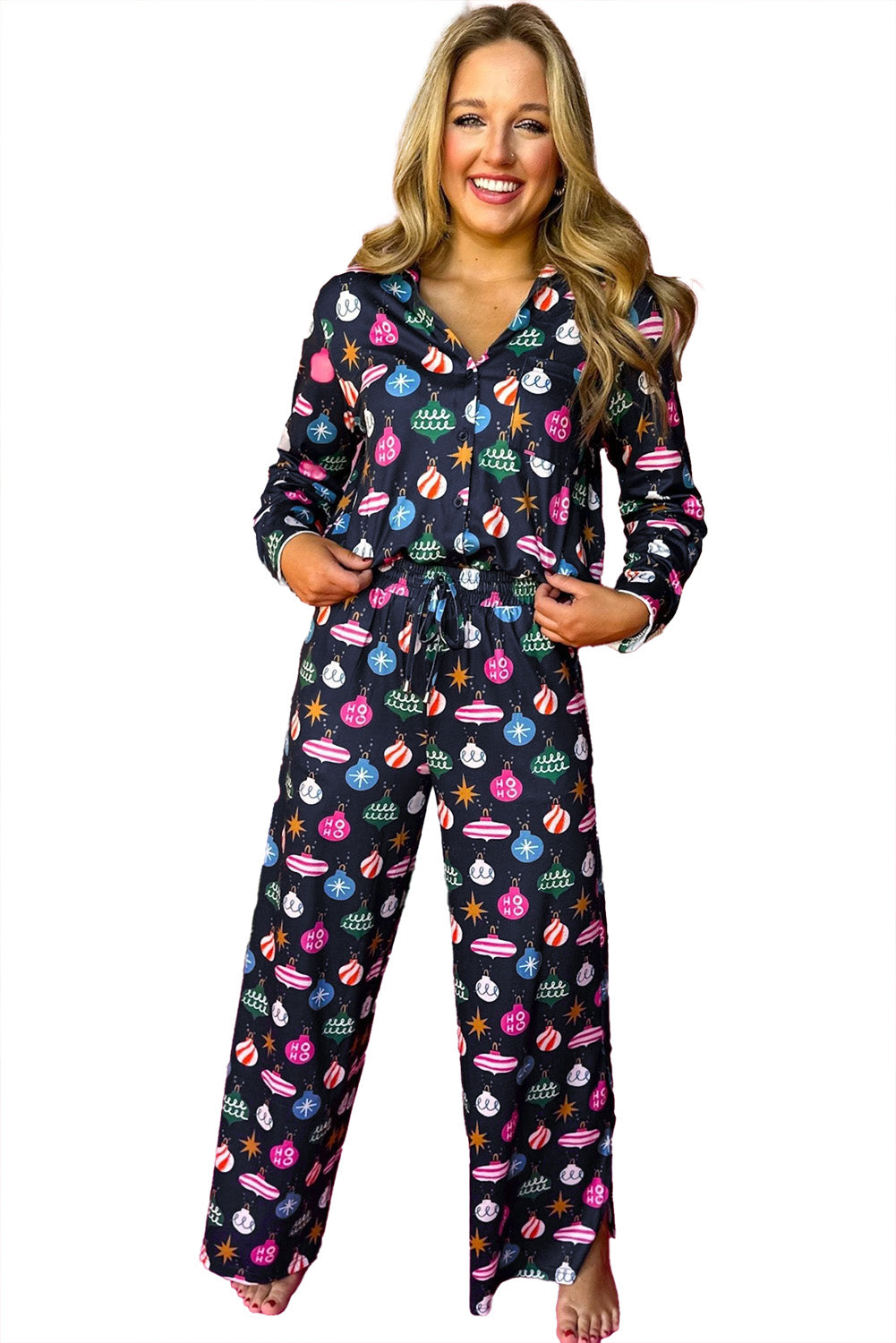 Navy Blue Festive Pajama Set