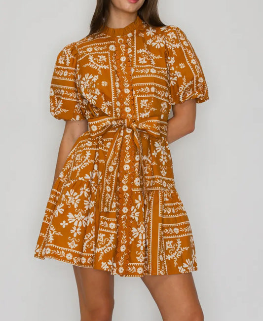 Caramel Bandana Dress with Belt
