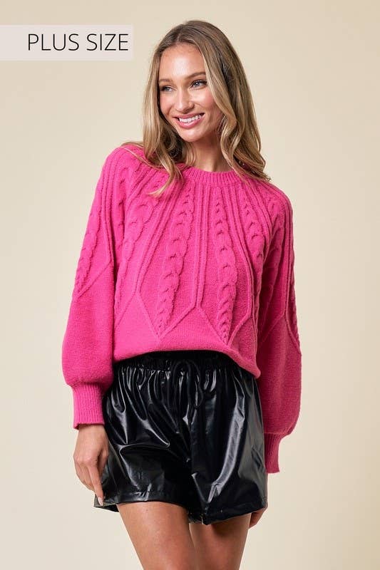Plus Size Cozy Cable Sweater Top
