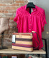 Hot Pink Gauze Button Down