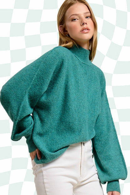 Teal Mock Neck Sweater