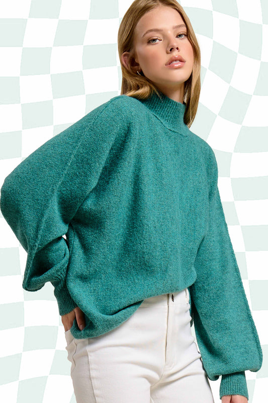 Teal Mock Neck Sweater