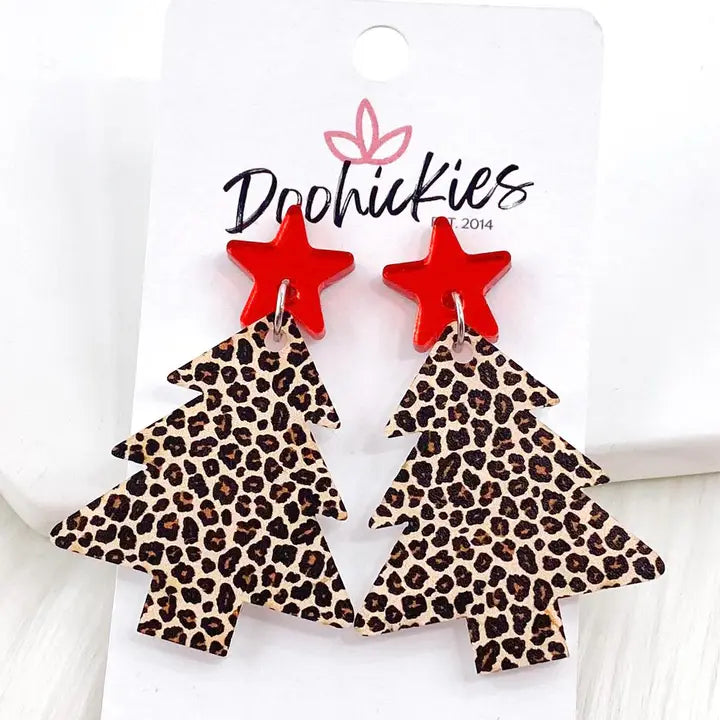 Leopard Christmas Tree Earrings