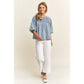Babydoll Puff Sleeve Denim Top