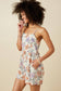 Womens Romantic Floral Smock Back Romper