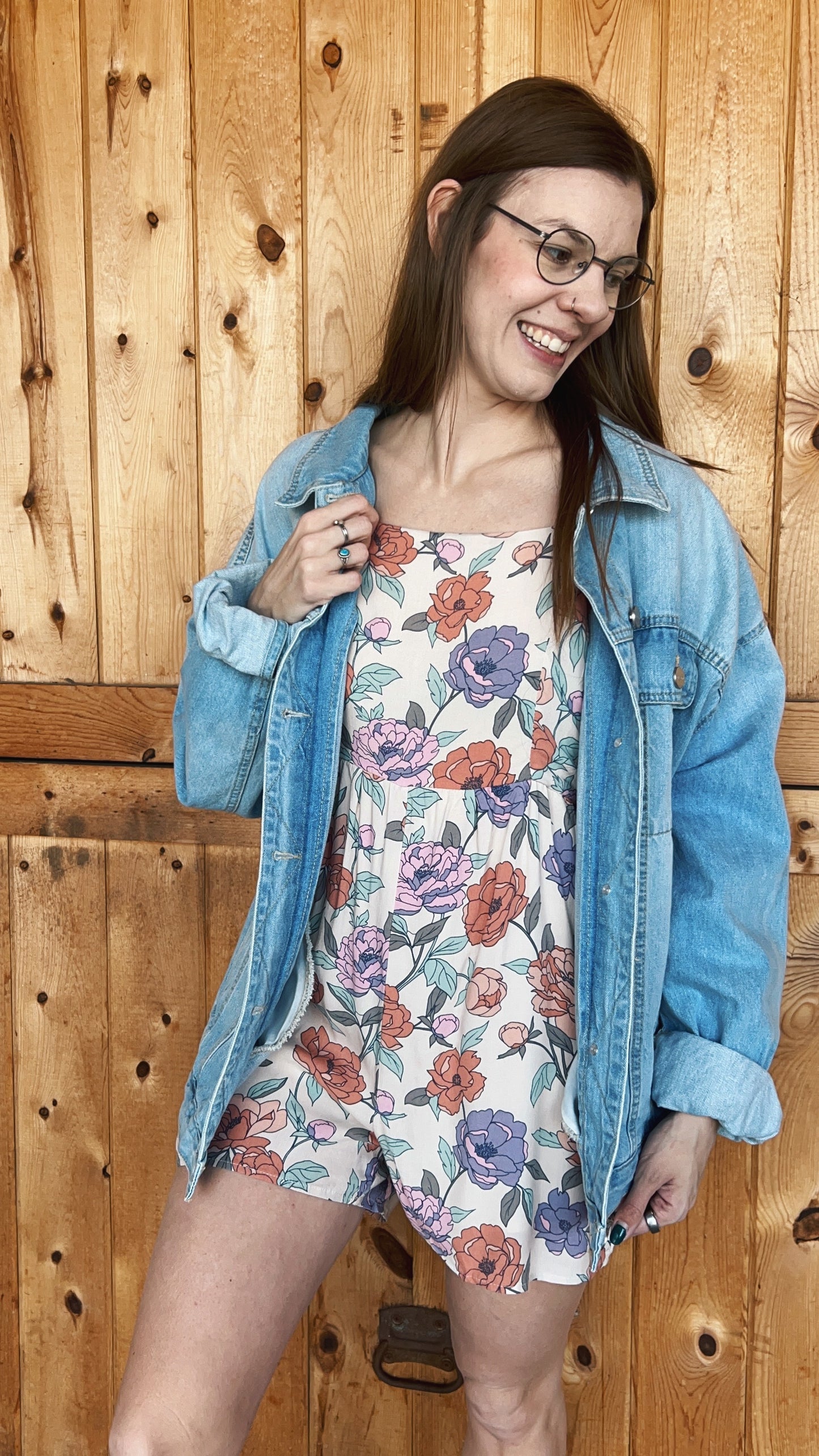 Cream and Floral Romper
