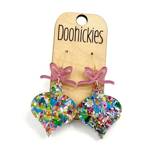 Pink Bow Ornament Dangle Earrings